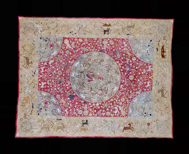 Indian silk and cotton textile hanging for the portuguese market